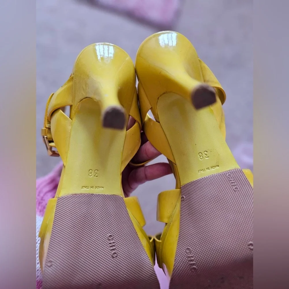 💯Authentic YSL Yves Saint Laurent Tribute Yellow Platform Heels US 8/38 - Picture 6 of 6